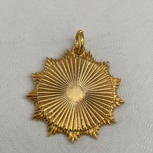 Radial Round Sun Pendant Textured Token Medallion